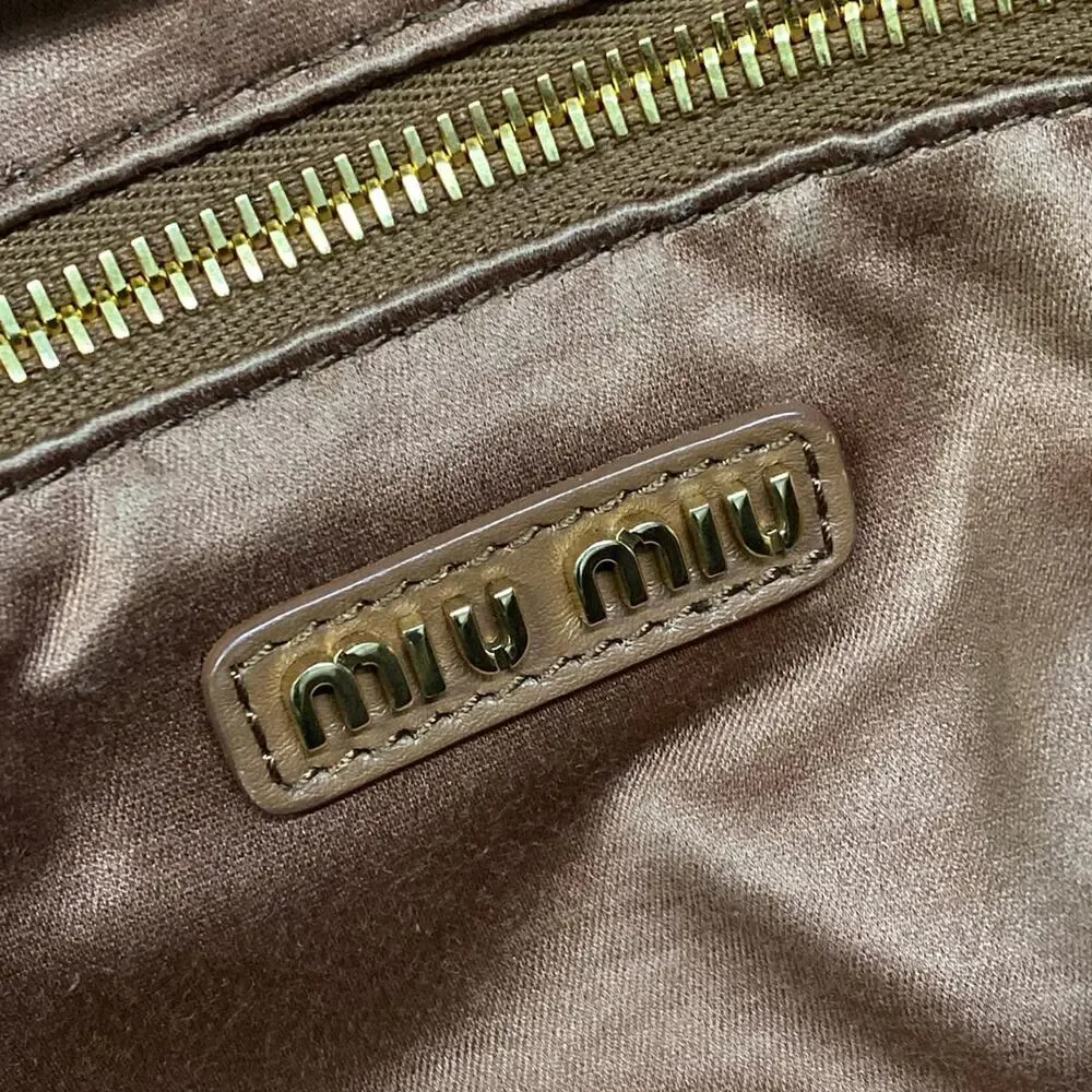 Miu Miu Leather Bow Bag Handbag 5BB117 COGNAC (Brown)